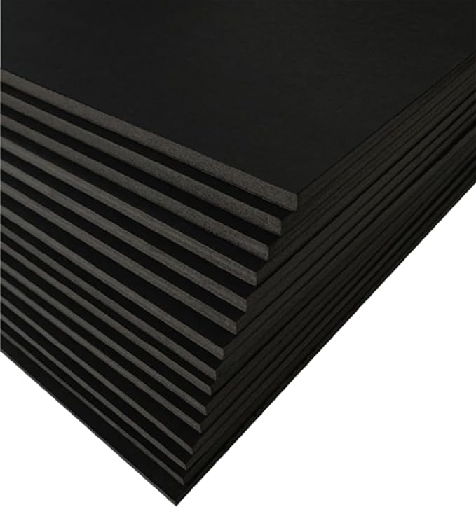 15 Pack Foam Board | Black Foam Board 3/16 Inch Thick Black Core Mat | Backing by Excelsis+Design