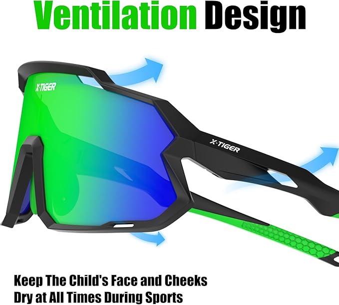 X-TIGER Kids Sunglasses Polarized Youth Baseball Sunglasses for 8-14 boys girls UV400 Sports Softball Cycling Glasses