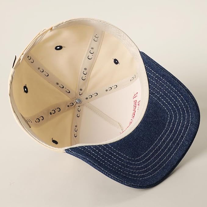 MIRMARU Two-Tone Vintage Canvas Trucker Hats for Men & Women, Adjustable Size Baseball Caps with Trendy Embroidered Design