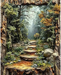 PHANTASYART Misty Forest Path Paint by Numbers Kit for Adults 16x20inch