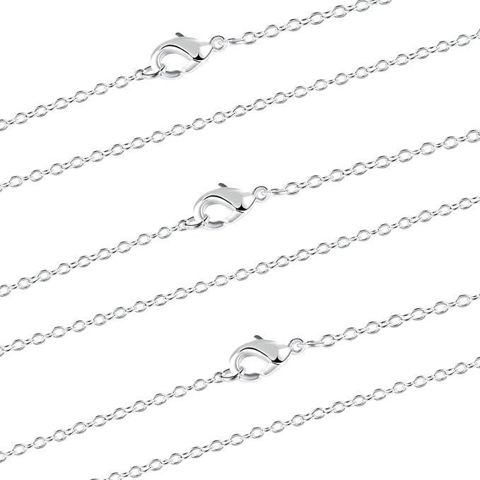 Wholesale 12 PCS Silver Plated Solid Brass Fine Flat Cable Chains Bulk by ALEXCRAFT