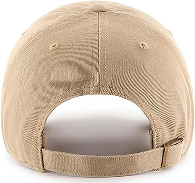 47 Brand MLB Khaki White Primary Logo Clean Up Adjustable Strap Baseball Dad Hat Cap, Adult One Size Fits All