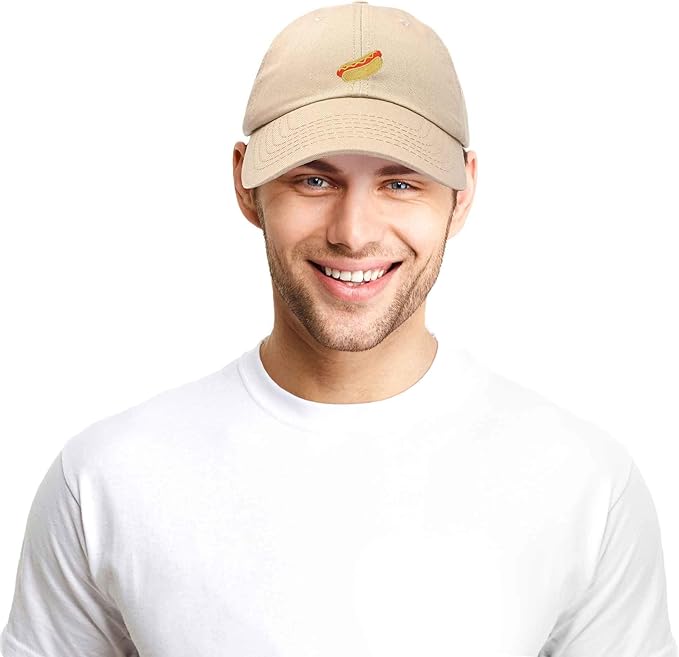 DALIX Hot Dog Hat Embroidered Mens Womens Baseball Cap