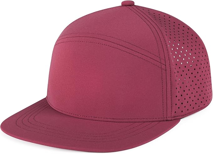 FEINION Men Flat Brim Adjustable Performance Hat Snapback Laser Perforated Baseball Cap