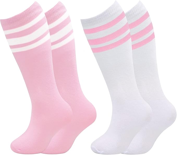 Sarfel Kids Soccer Socks Toddler Soccer Socks Girls Boys Soccer Socks Kids Tube Socks with Stripes Toddler Knee High Socks
