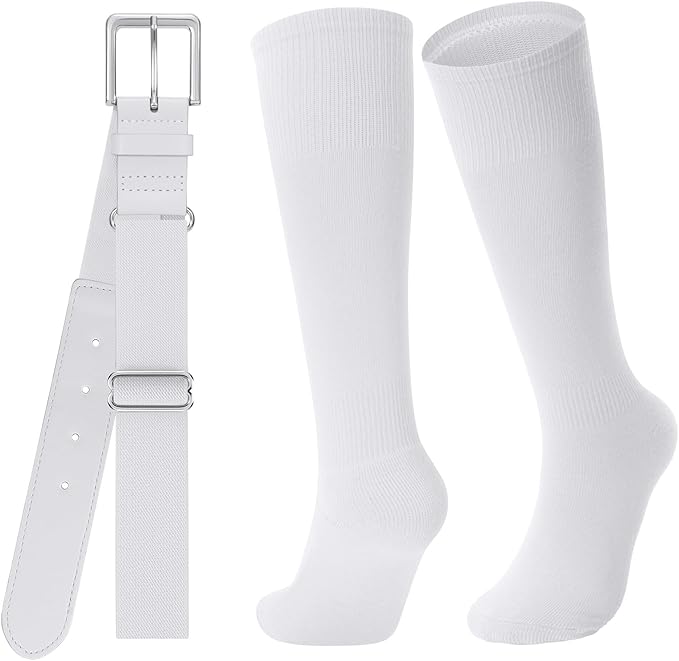 Baseball Socks and Belt for Youth Adult Softball Socks Combo Elastic Waist Belt for Men Kids Boys Girls Women JASGOOD