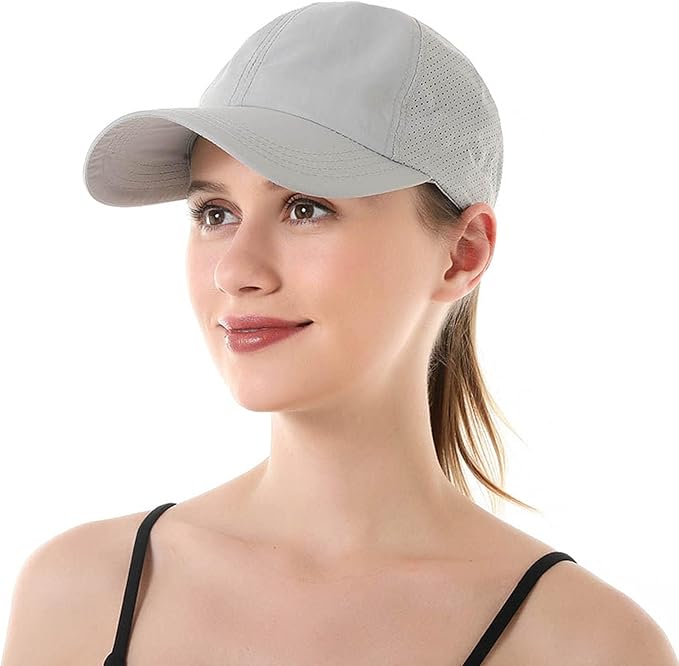 HGGE Womens Criss Cross Ponytail Baseball Cap Adjustable High Messy Bun Ponycap Quick Drying Hat