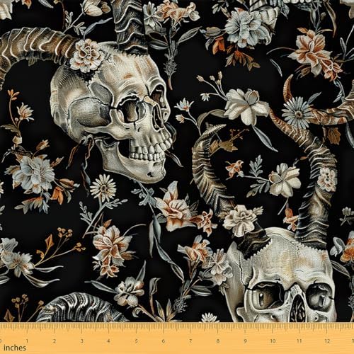 Feelyou Sugar Skull Fabric By The Yard Decorative Soft