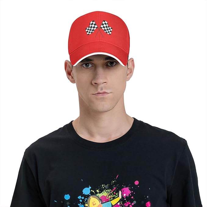 Waldeal Men's Baseball Caps Checkered Flags Race Car Flag Pole Adjustable Dad Hat