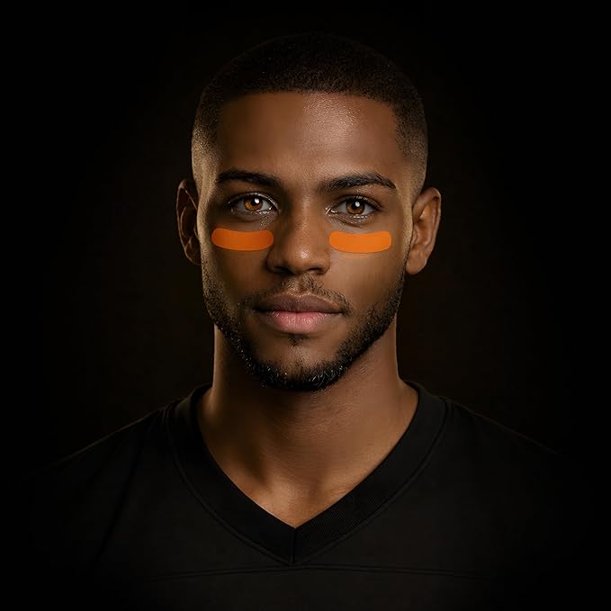 DRIP Strips Pro-Grade Eye Black Stickers, 24 Pairs, Natural Flex & Stretch Eye Black Face Strips, Breathable, Sweat-Proof, Eye Black Baseball, Softball, Football, Lacrosse, Orange Blaze OG Strips