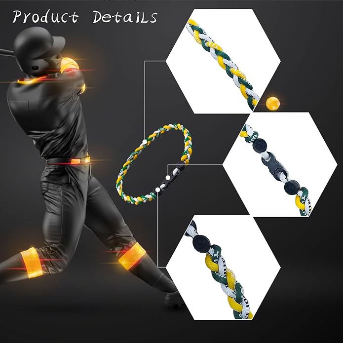 18inch Baseball Necklace,Fashion Tri-Braided Rope Tornado Necklace for Sports Fan
