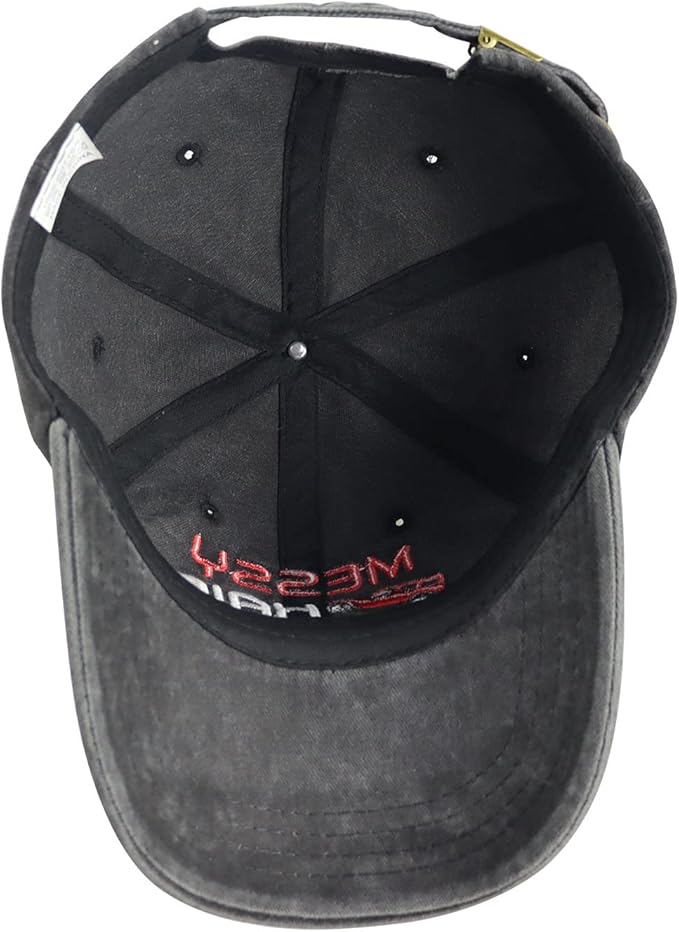 Goyklrb Messy Hair Don't Care Baseball Cap for Women Men, Funny Adjustable Washed Cotton Embroidered Hat