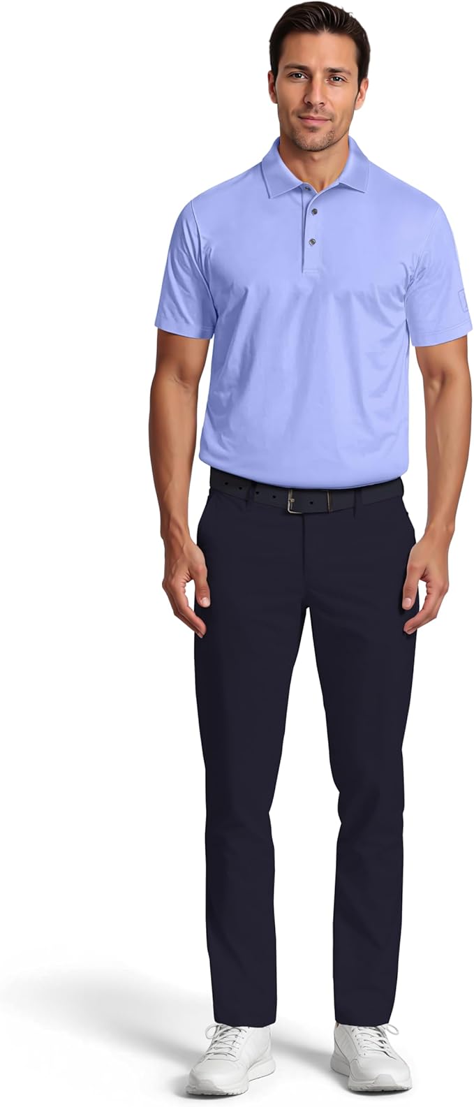 PGA TOUR Men's Airflux Solid Mesh Short Sleeve Golf Polo Shirt
