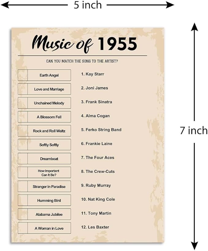 QUPT 70th Birthday Party Games, Music of 1955 Games, Birthday Party Supplies - Image 2
