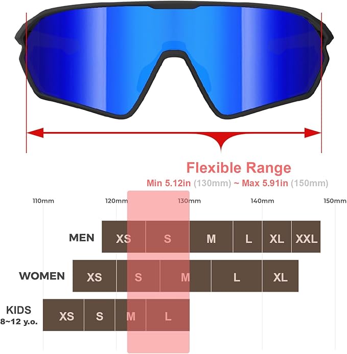 Youth Baseball Polarized Kids Sunglasses for Boys Girls Age 6-12 with Carrying Case Cycling Softball Padel Lightweight