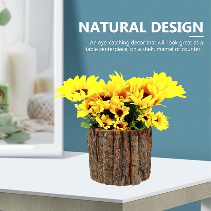ARTIBETTER Bark Planter Pot 2pcs Wood Bark Pot Natural Log Succulent Planter - Image 6