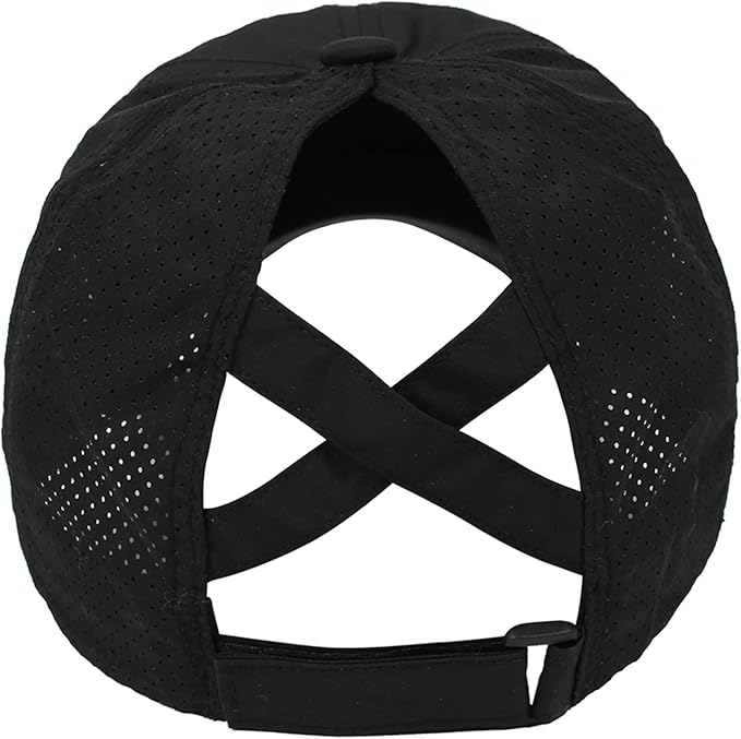 HGGE Womens Criss Cross Ponytail Baseball Cap Adjustable High Messy Bun Ponycap Quick Drying Hat