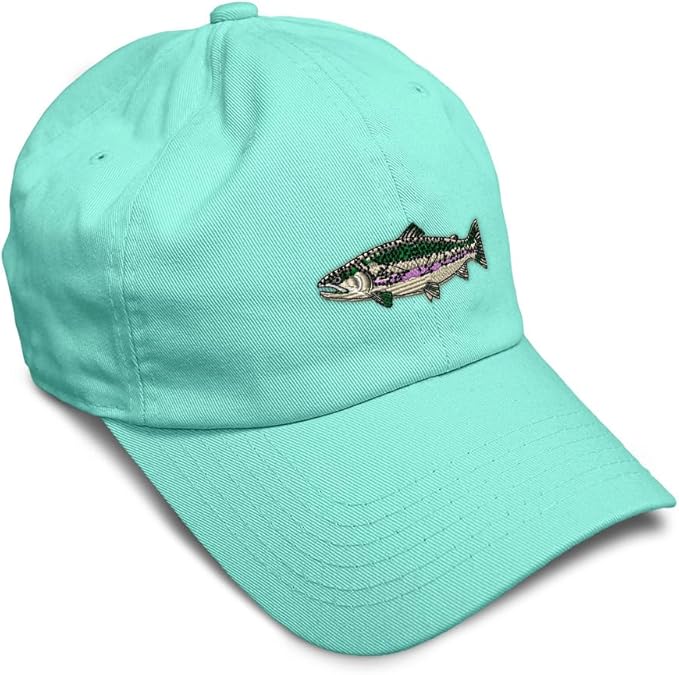 Custom Soft Baseball Hat Embroidered Dad Hat Fish Rainbow Trout Men & Ladies Baseball Cap Cotton