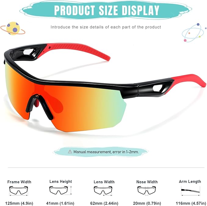 Kids Sunglasses Polarized Youth Baseball Sunglasses Softball Cycling Sports Sun Glasses Boys Girls