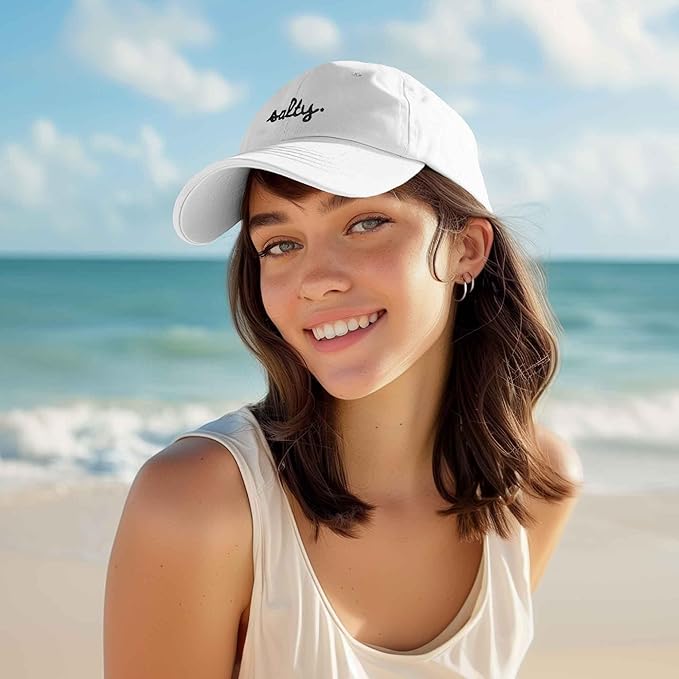 DALIX Salty Embroidered Cotton Beach Baseball Cap Adjustable Dad Hat Womens