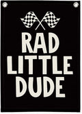 Race Car Room Decor, Rad Little Dude Linen Canvas Banner by Unknown