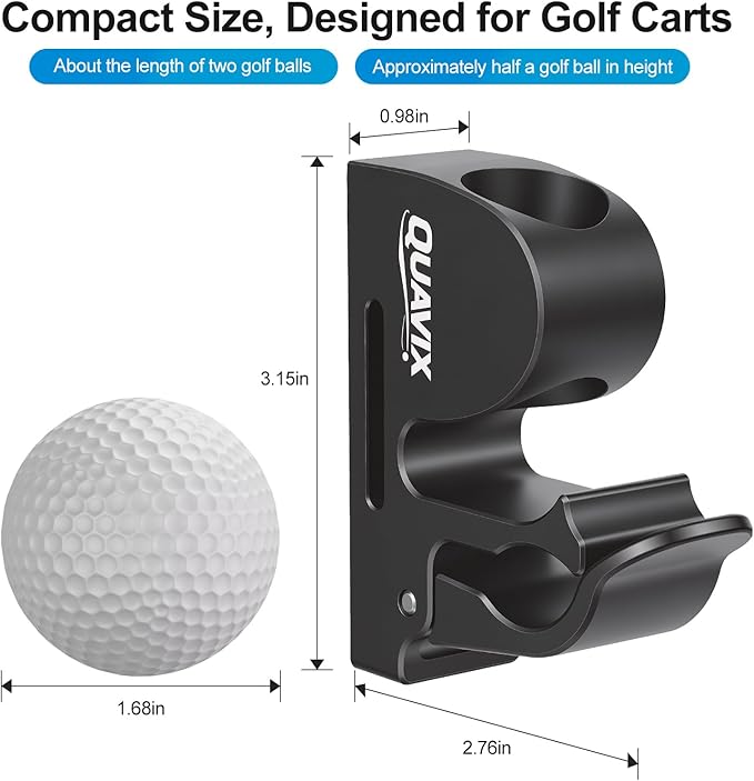 Magnetic Golf Cart Holder Clip with Adjustable Strap, Secure Golf Accessory for Cart, Aluminum Design Fits 30-70 Ring Gauge, Stable Holder for Golf Course Use