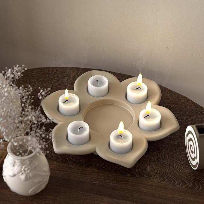 Large Size Lotus Tealight Candles Holder Resin Mold, 7 Empty Spaces 3D Flower - Image 4