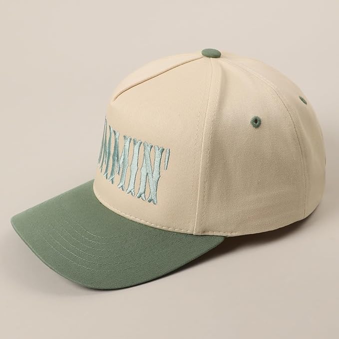MIRMARU Two-Tone Vintage Canvas Trucker Hats for Men & Women, Adjustable Size Baseball Caps with Trendy Embroidered Design