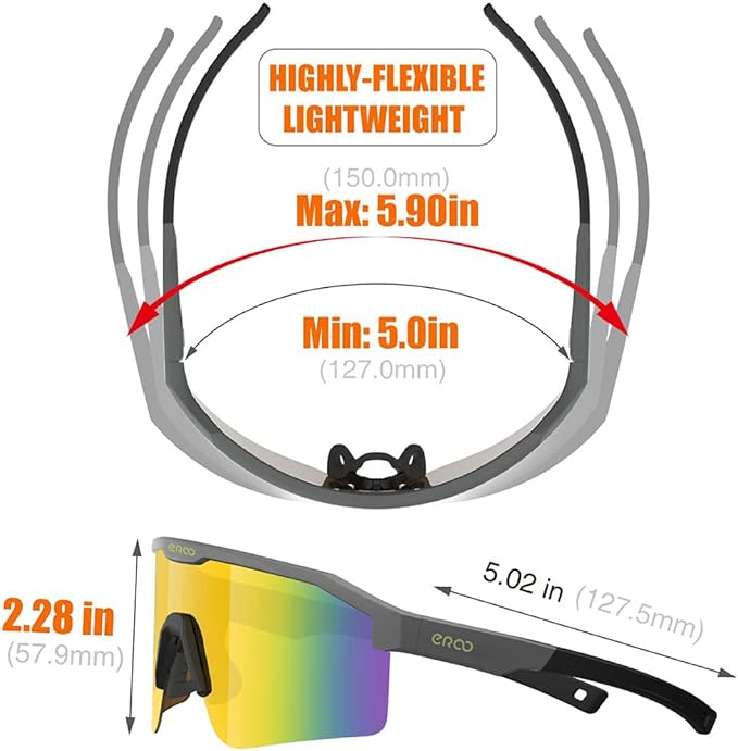 Eazyrun Youth Kids Polarized Sports Sunglasses for Age 8-12 Softball Baseball Cycling Glasses UV Protection for Girl Boy