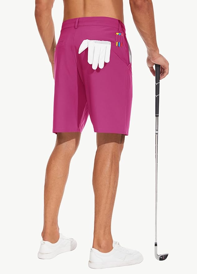 JWM Mens 7"/9" Stretch Golf Shorts - Lightweight Hybrid Casual Dress Work Flat Front Shorts with 5 Pockets Quick Dry UPF50