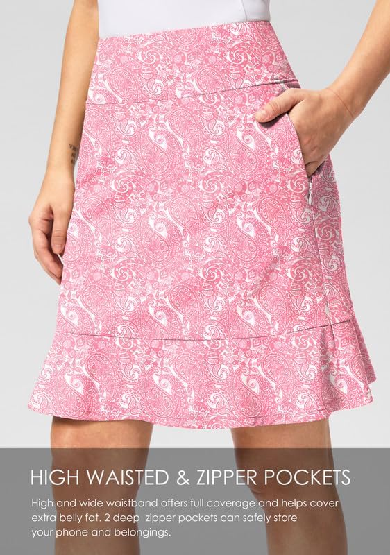 Viodia 20" Knee Length Skorts Skirts for Women with Pockets High Waisted Athletic Tennis Golf Skort for Casual Summer