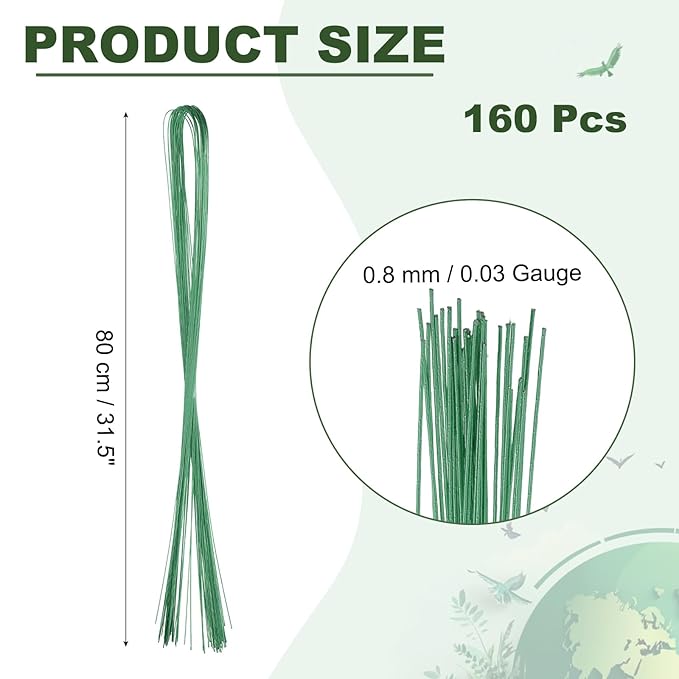 PATIKIL 32 Inch 22 Gauge Floral Stem Wire, 4 Pack/160 Pieces Bouquet Stem Paper - Image 2
