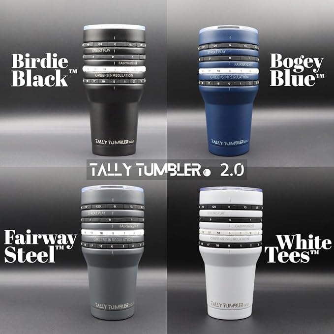 Tally Tumbler Golf Stainless Steel Cup, 30 oz Leak Proof Lid, Double Wall Insulation, Golf Tumbler with Score Keeping Counter (Divot Green)