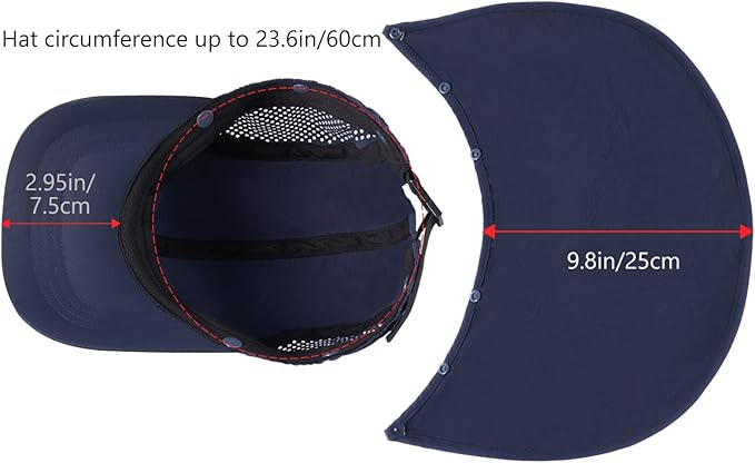 BASSDASH UPF 50+ Foldable Fishing Hat Baseball Cap with Removable Neck Flap Portable for Men Women Golf Hiking