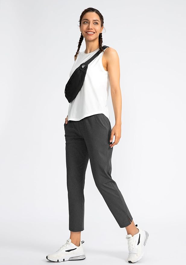 Soothfeel Women's Pants with 4 Pockets 7/8 Stretch High Waisted Sweatpants Travel Athletic Work Golf Pants for Women
