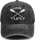 Lake Life Hats for Women Men, Funny Adjustable Washed Cotton Embroidered Summer Vacation Sun Baseball Cap