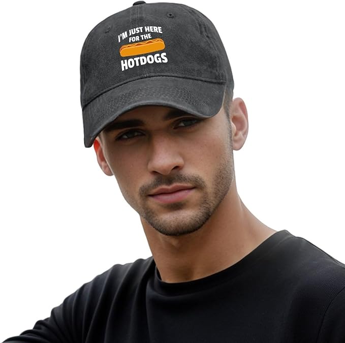 I'm JUST HERE for The Hotdogs Hats for Men Baseball Caps Trendy Washed Workout Hats Light Weight