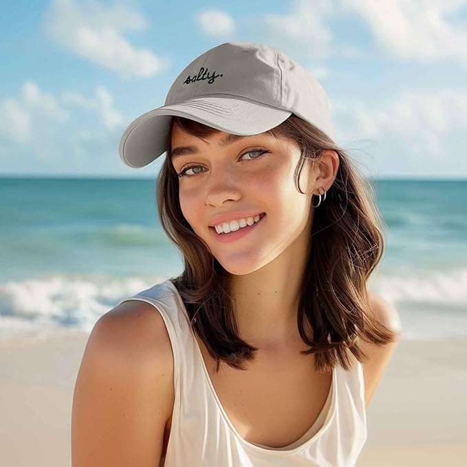 DALIX Salty Embroidered Cotton Beach Baseball Cap Adjustable Dad Hat Womens