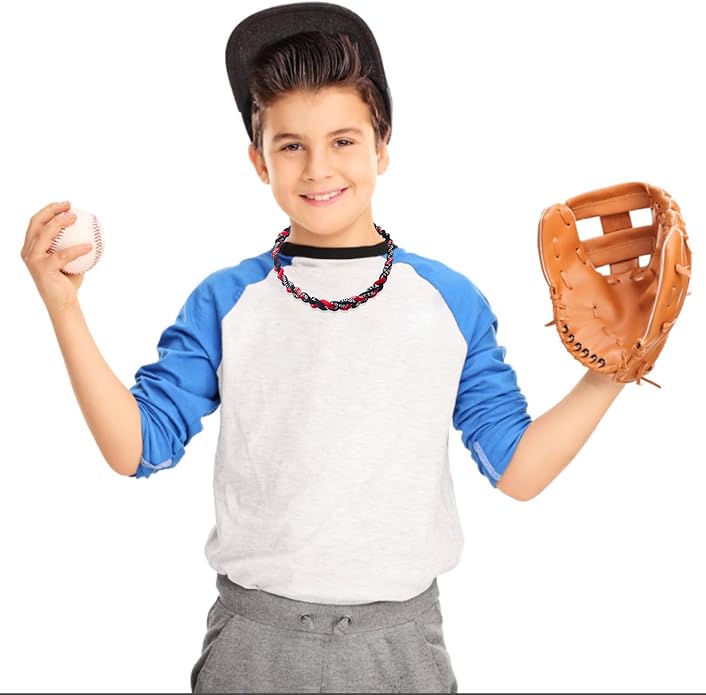 18inch Baseball Necklace,Fashion Tri-Braided Rope Tornado Necklace for Sports Fan