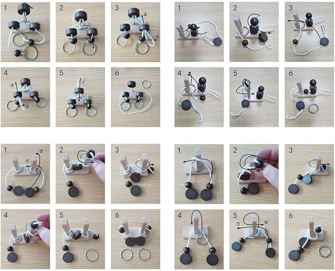 Brain Teaser Puzzle Wooden Threading Rope Loop Puzzle Luban Lock Brain Teaser - Image 4
