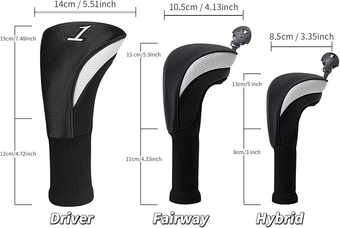 Wood Headcover Golf Club Covers Driver Headcovers Nylon Head Covers Designed to Fit All Woods - 3/4/5/6 Pack/Set Golf Accessories Suitable for Men and Women