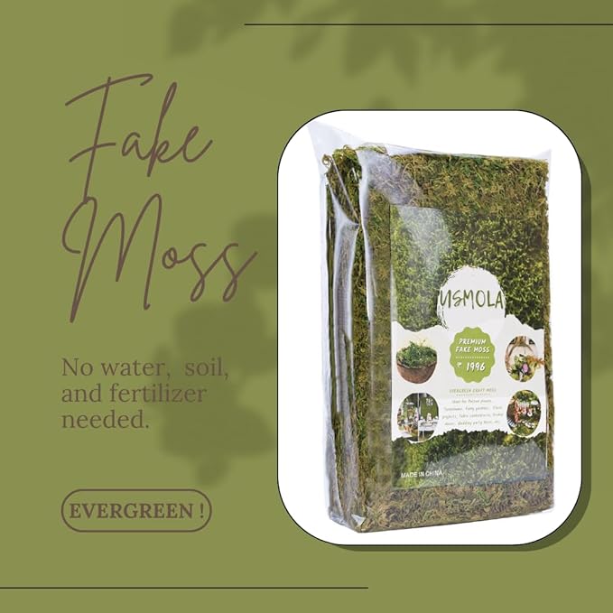 Fake Green Moss for Potted Plants, 4OZ Artificial Moss for DIY Crafts, Faux - Image 4