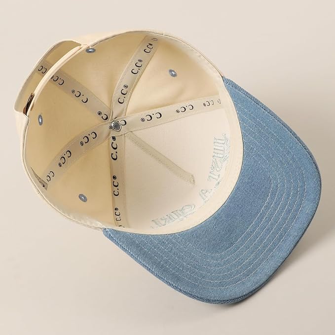 MIRMARU Two-Tone Vintage Canvas Trucker Hats for Men & Women, Adjustable Size Baseball Caps with Trendy Embroidered Design