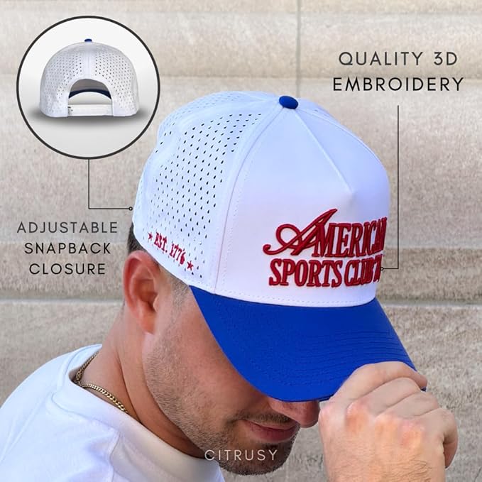 CITRUSY Athletic Trucker Golf Hat | Performance Mens 5 Panel Cap | Cool Breathable Waterproof Workout Running Snapback