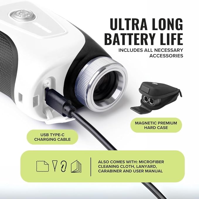Pro Tour Golf Rangefinder with Slope - Range Finder Golf with Ultra-Strength Magnet - Laser Rangefinder with Slope Technology & Flag Pole Lock Vibration - Golf Range Finder