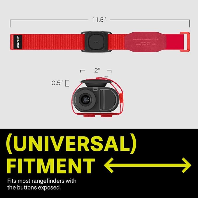 MAG-iT Magnetic Golf Range Finder Strap with Built-in GPS Tracker – GPS Tracker Holder Compatible with Find My App – Magnetic Mount for Golf Cart - Neon Red