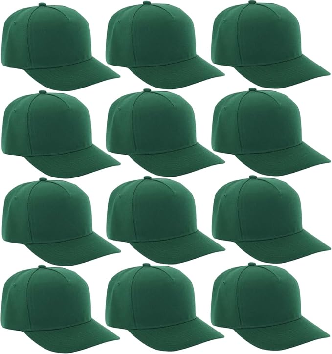 ZH 12 PC 5 Panel Baseball caps, Bulk Baseball caps, Customizable DIY Design, Wholesale Caps, One-Size-Fits-All