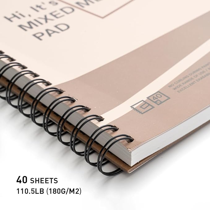 HIMI Mix Media Paper Pad 9X12'' 40 Sheets Mix Paper Pad, Side Wire Bound - Image 5