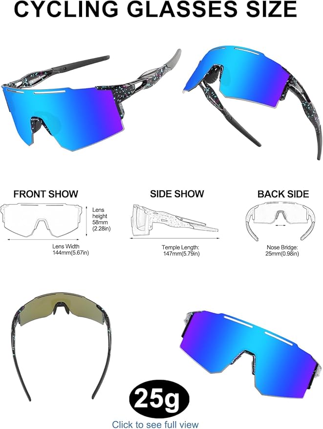 OULAIQI Cycling Sunglasses Polarized Sunglasses for Cycling Men Women with 1 Lens or 3 Interchangeable Lens Baseball Glasses