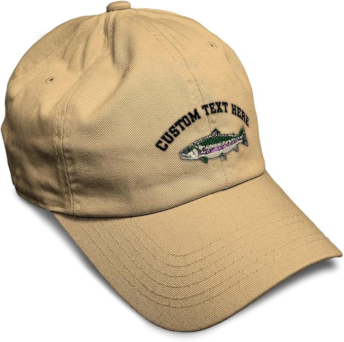Custom Soft Baseball Hat Embroidered Dad Hat Fish Rainbow Trout Men & Ladies Baseball Cap Cotton